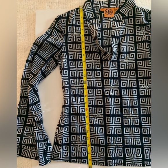 Tory Burch Boxy Button Down Shirt Multicolored Collar Cuffed Sleeve Long Sleeve - Picture 6 of 7